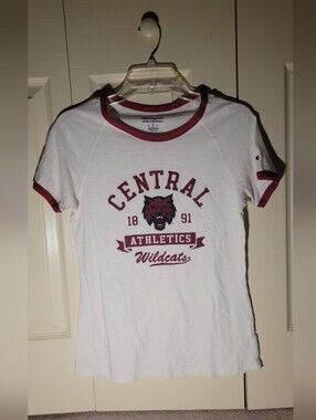 Champion White Ringer Tee with Red Trim, CWU Wildcats Central WA University